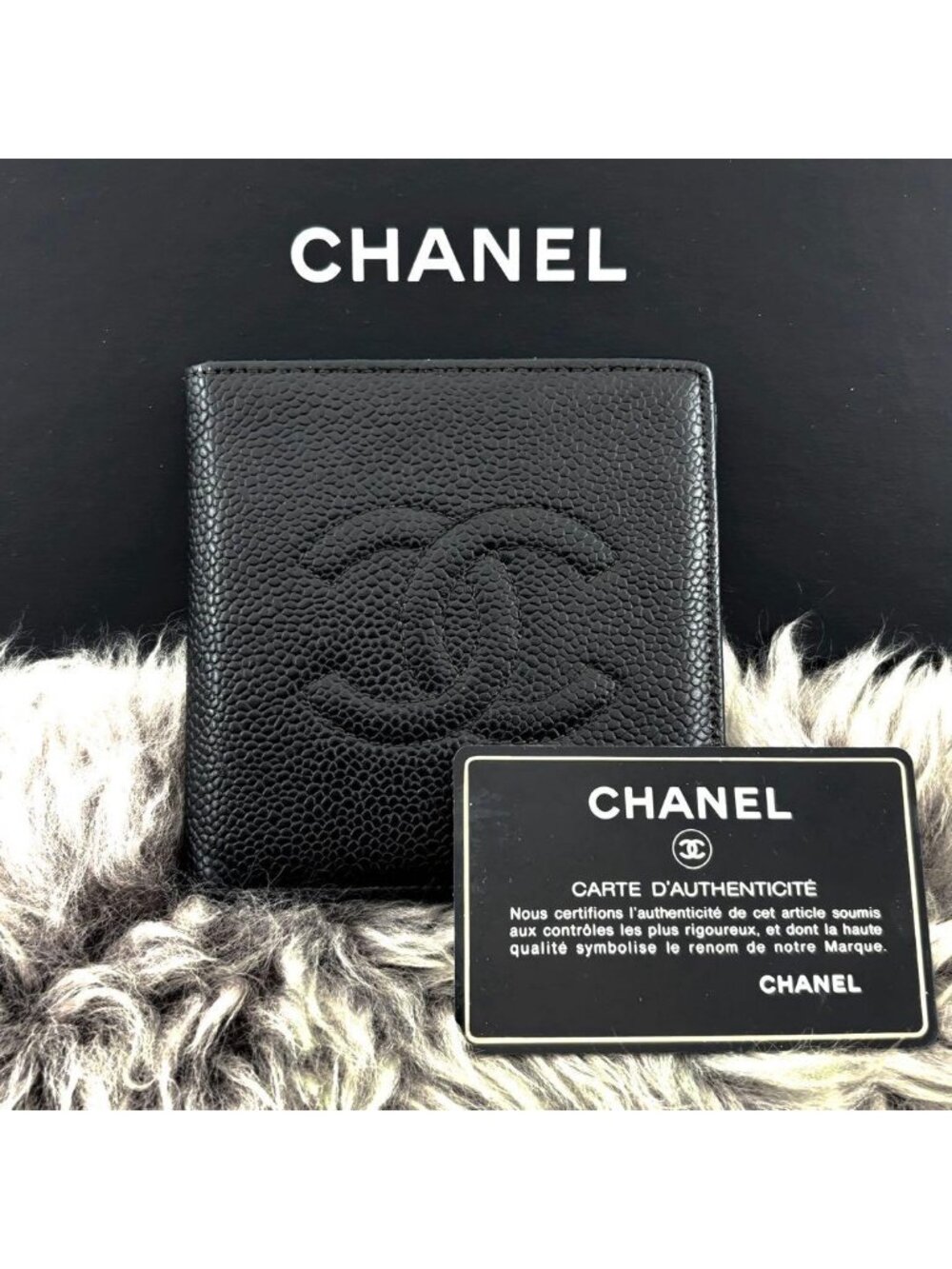 Chanel Wallet Coco Stitch Caviar Bifold Compact